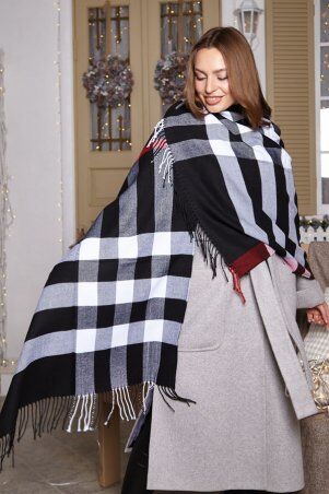 Мягкий кашемировый палантин с большими квадра...