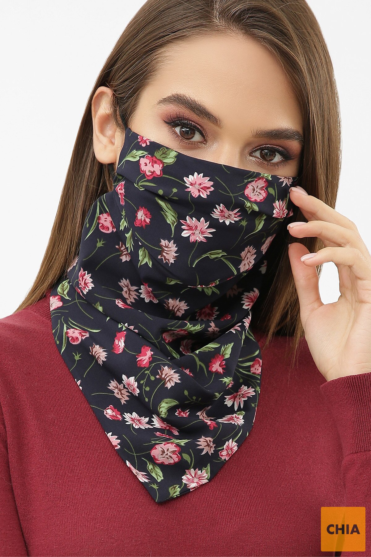 Маска Платок синий-розов. м.цветок