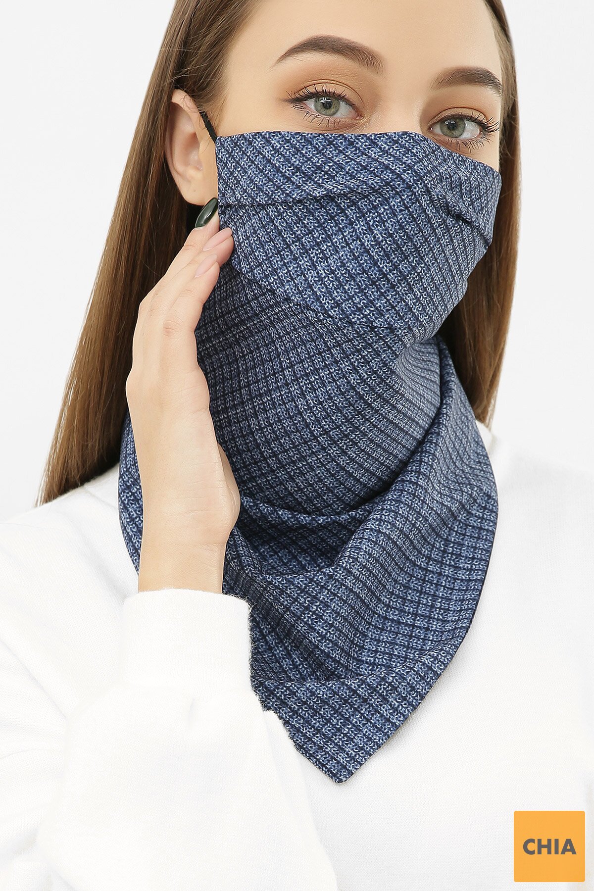 Маска Платок синий-вязка