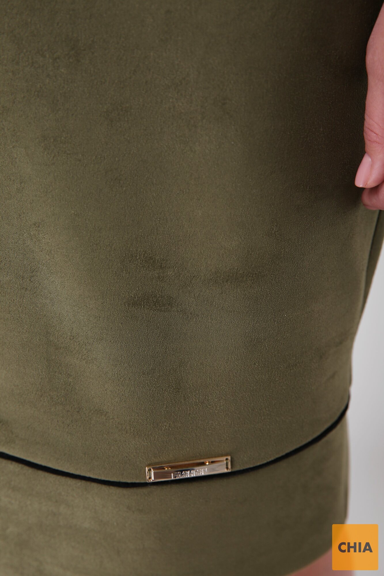 Платье Мишель экозамша оливка