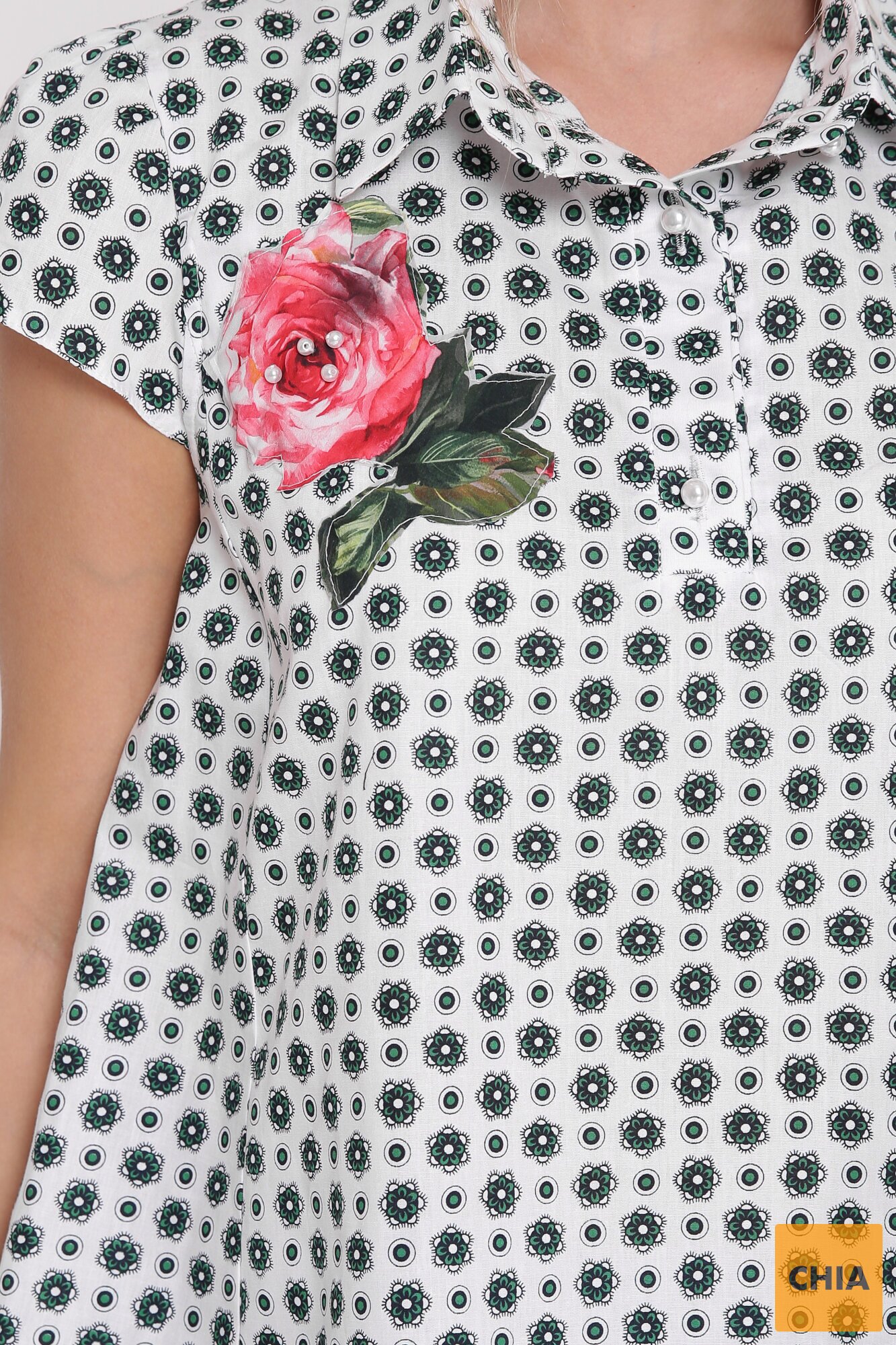 Рубашка Розмари бело-зеленая