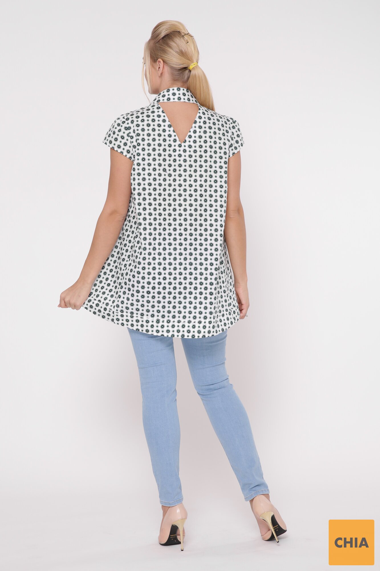 Рубашка Розмари бело-зеленая