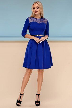 Jadone Fashion: Платье Долорес без пояса электрик - фото 1