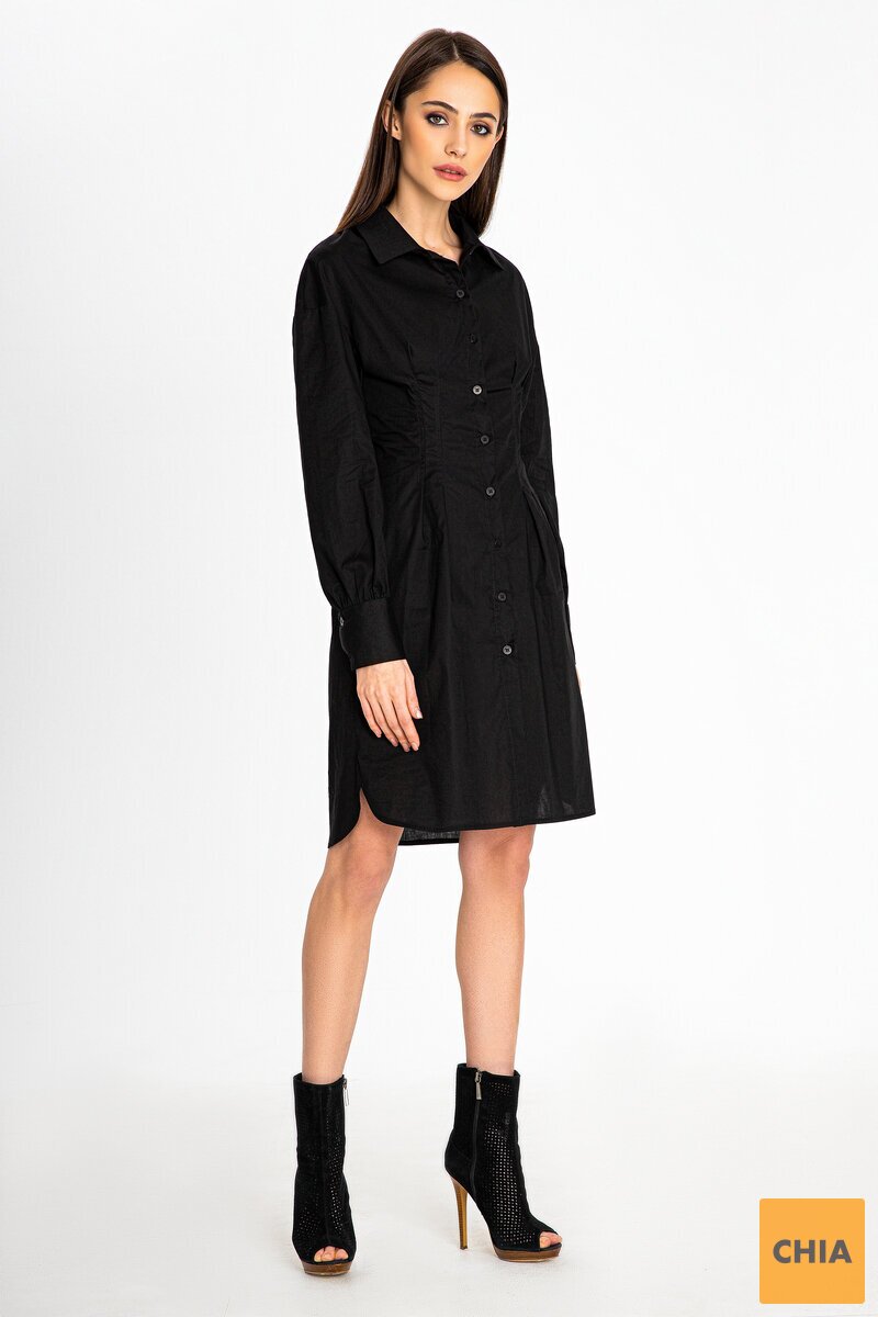 Платье-рубашка черного цвета Камалия