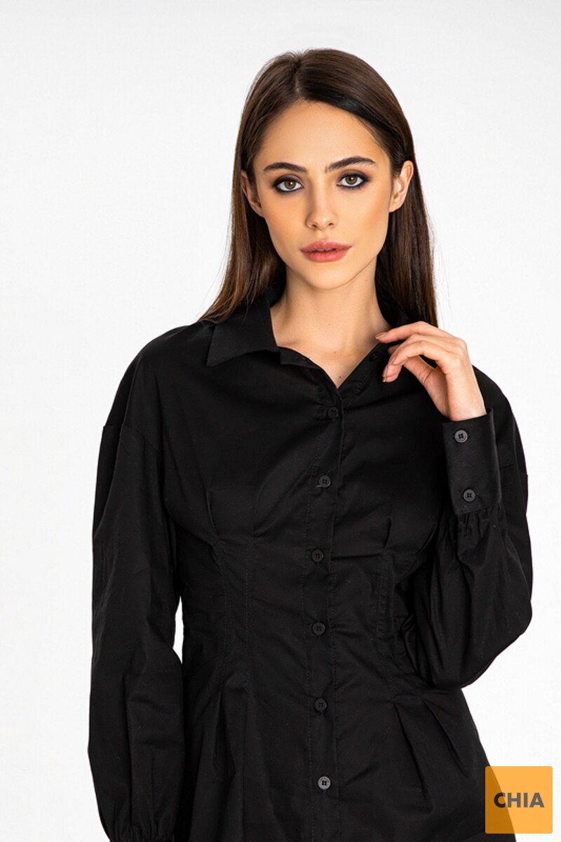 Платье-рубашка черного цвета Камалия