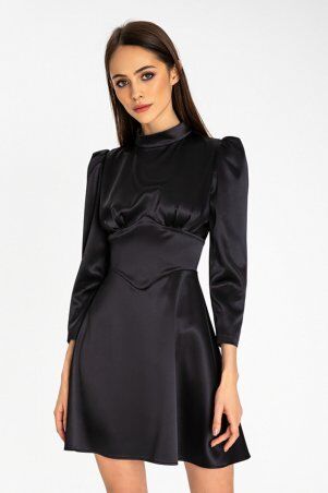 Itelle: Атласне коротке плаття чорного кольору Юліана 51255 - фото 1