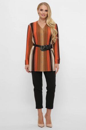 Tatiana: Трикотажная блуза в полоску ЛИНА оранжевая - фото 2