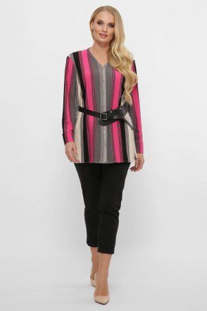 Tatiana: Трикотажная блуза в полоску ЛИНА розовая - фото 2