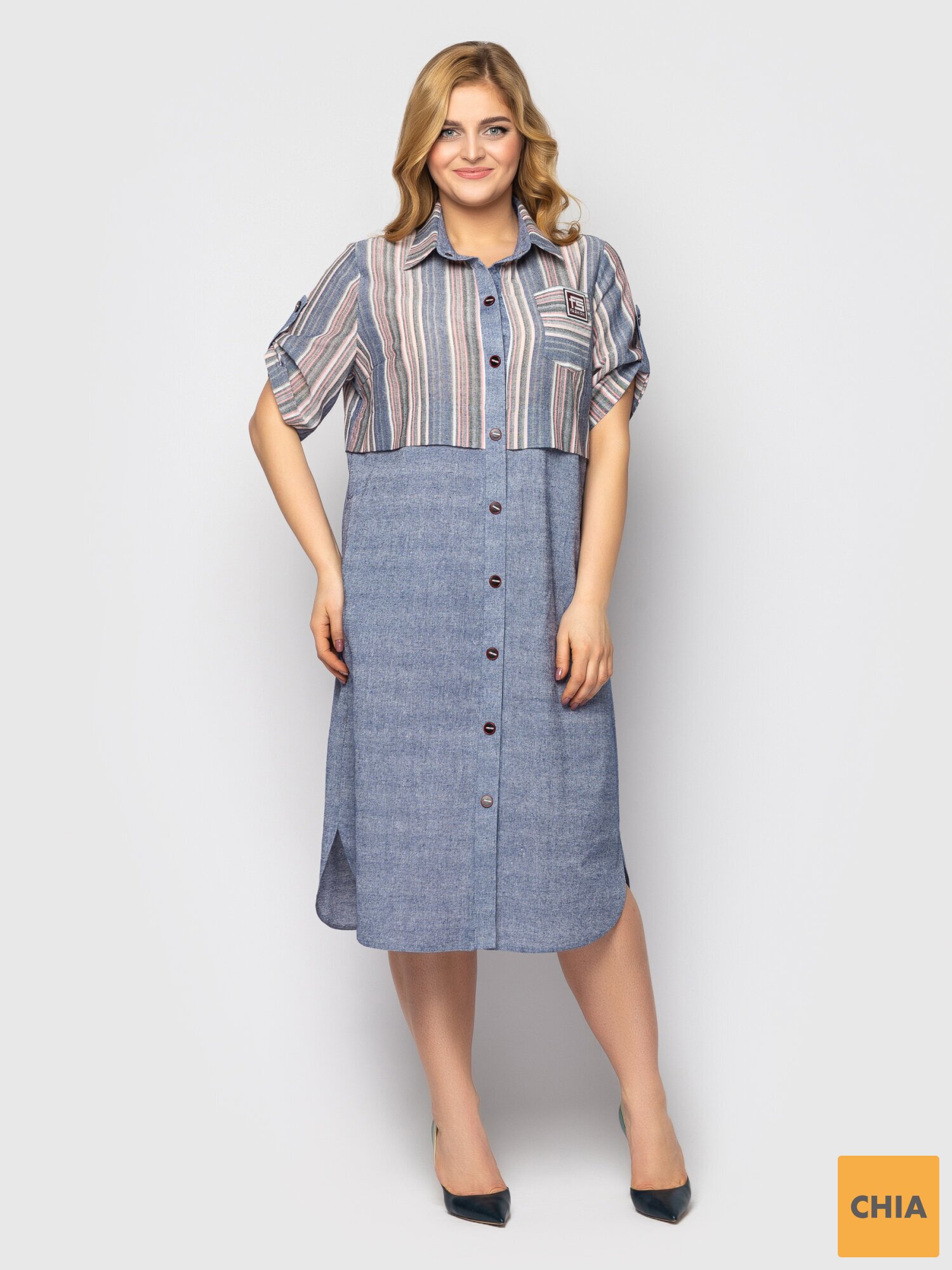 Платье-рубашка Лана пудра