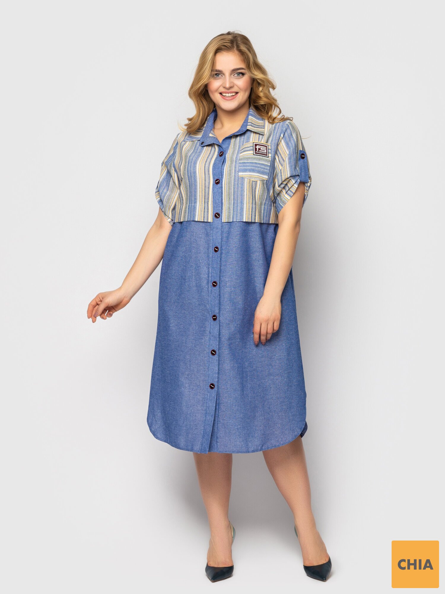 Платье-рубашка Лана деним