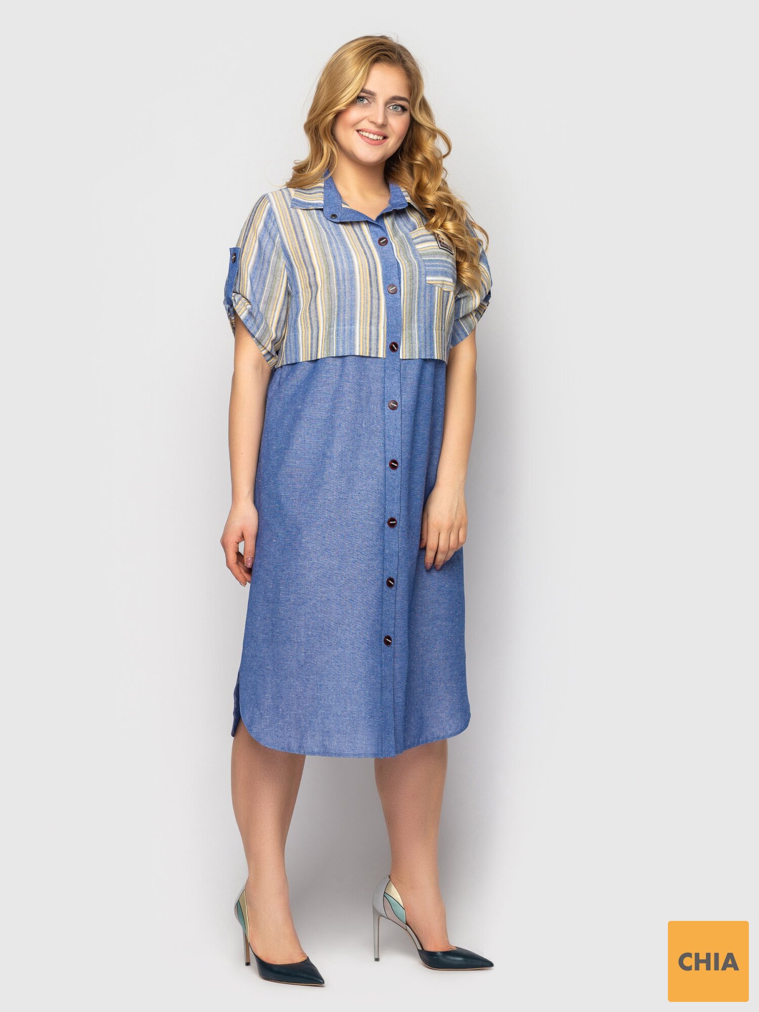 Платье-рубашка Лана деним