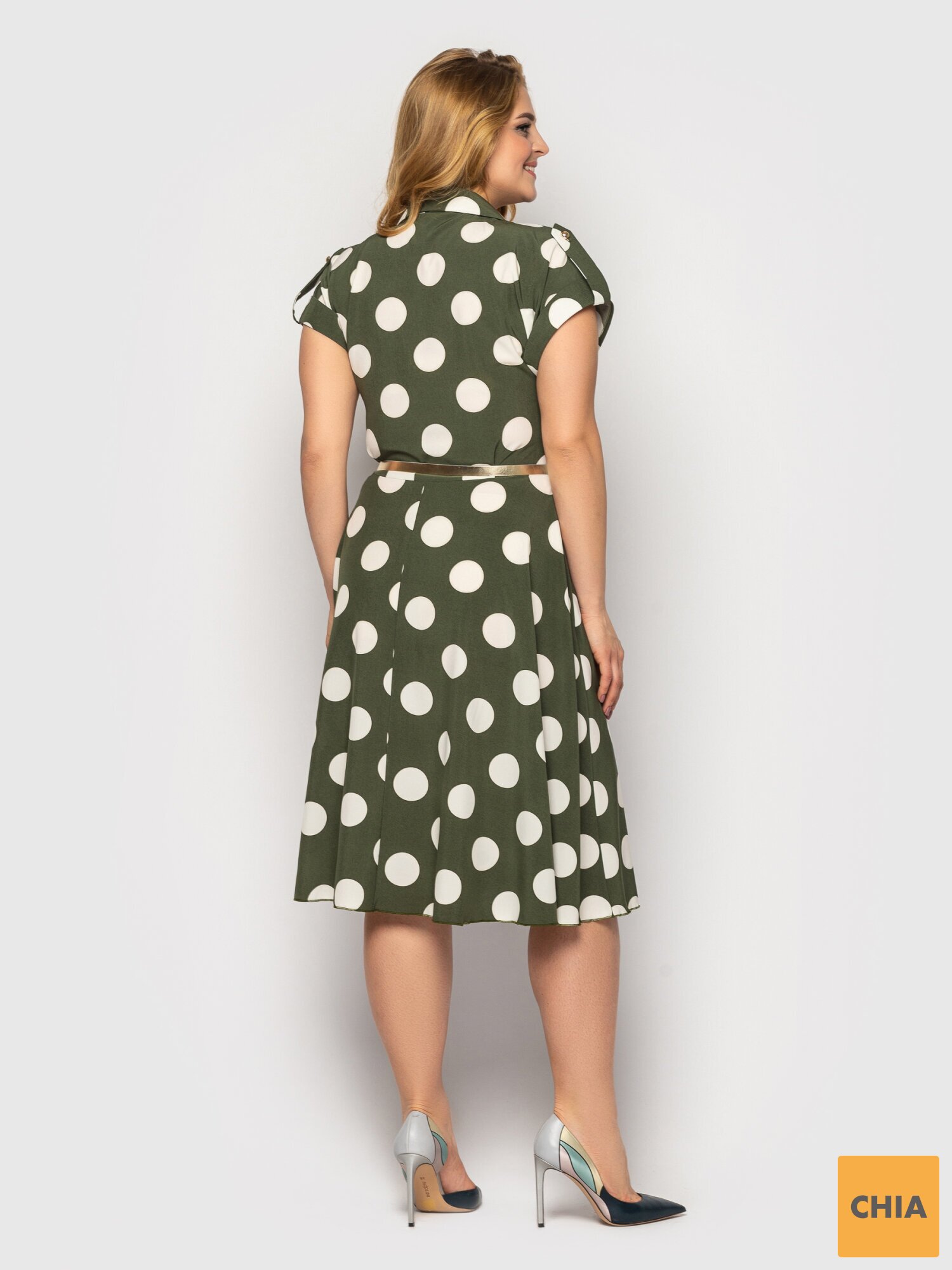 Платье Альмира оливка горох