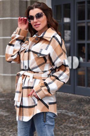 Jadone Fashion: Пальто-рубашка Нетти бежевый - фото 1