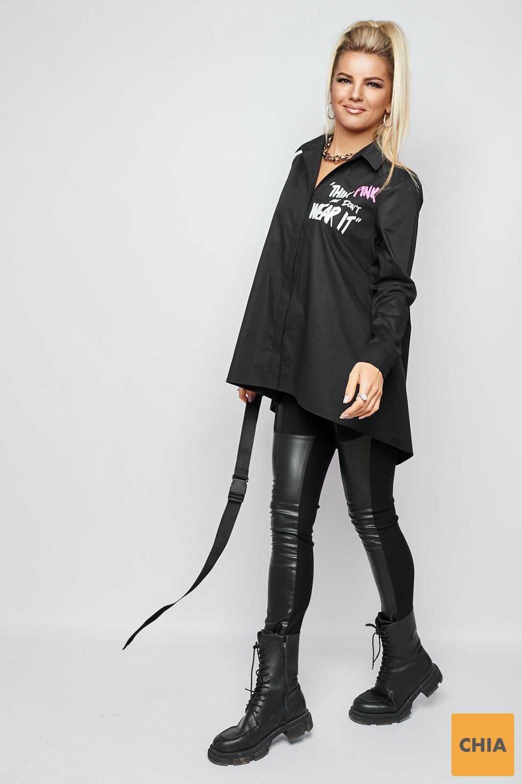 Стильная чёрная рубашка 1362