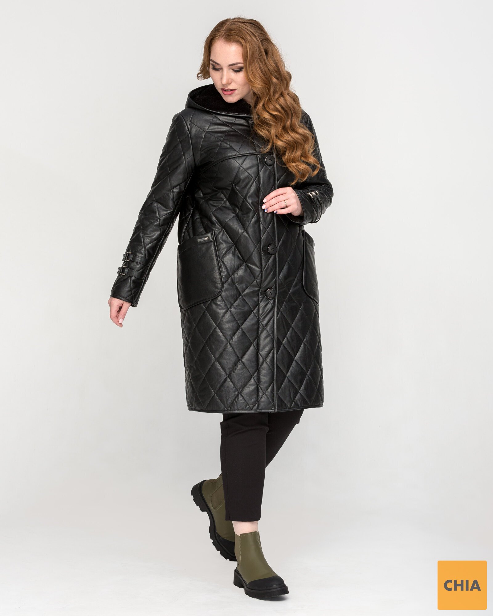 Женская стеганая куртка из эко кожи, подкладка вельбо