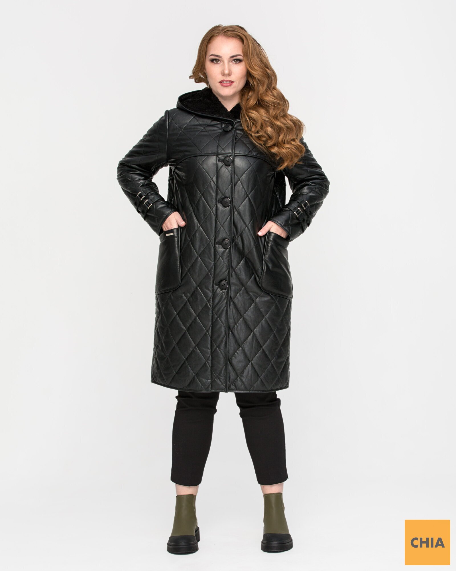 Женская стеганая куртка из эко кожи, подкладка вельбо