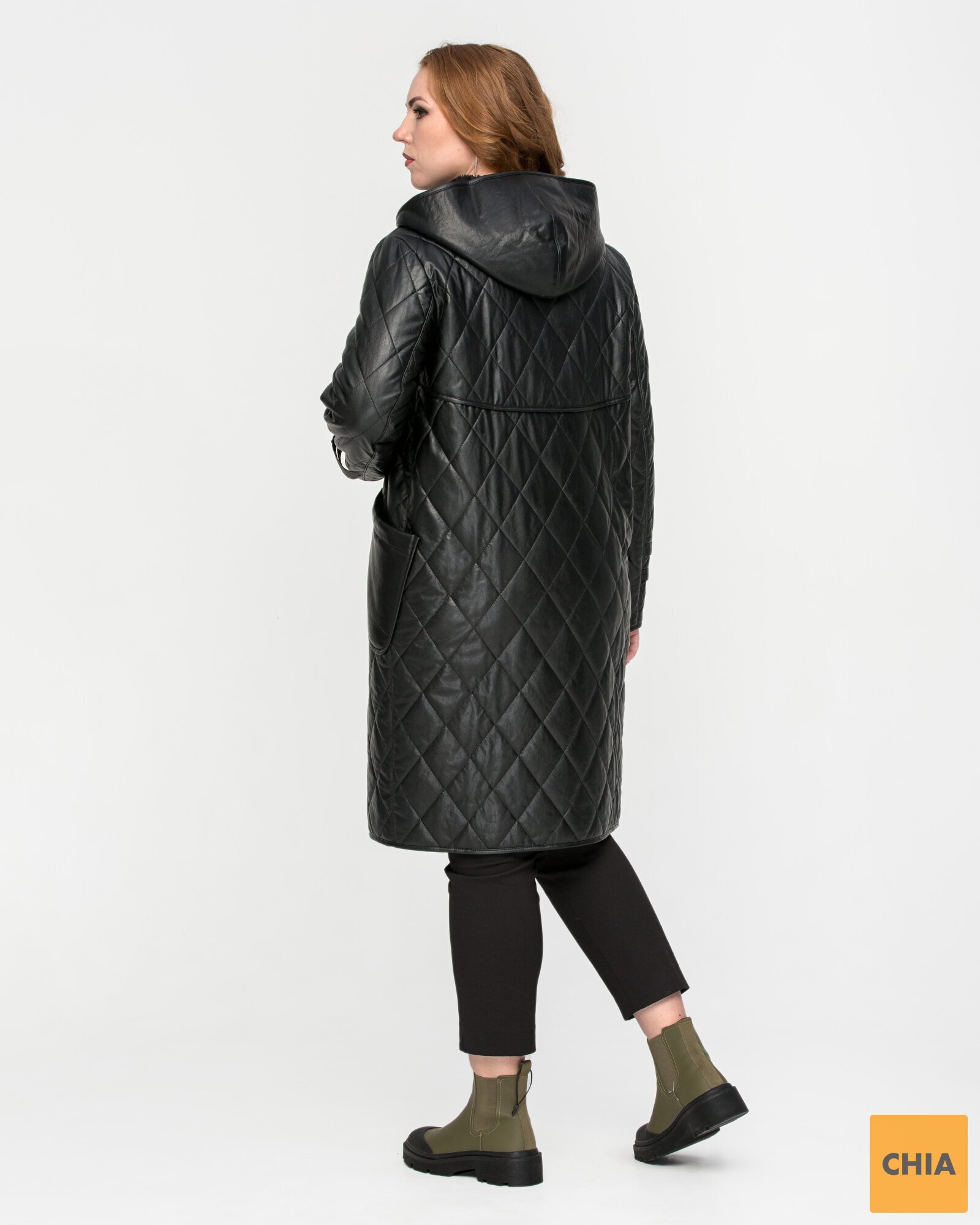 Женская стеганая куртка из эко кожи, подкладка вельбо