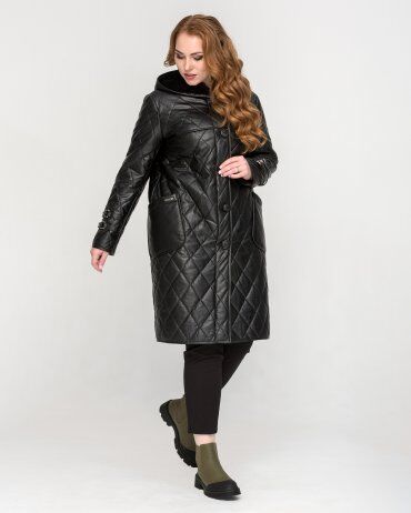 Женская стеганая куртка из эко кожи, подкладк...