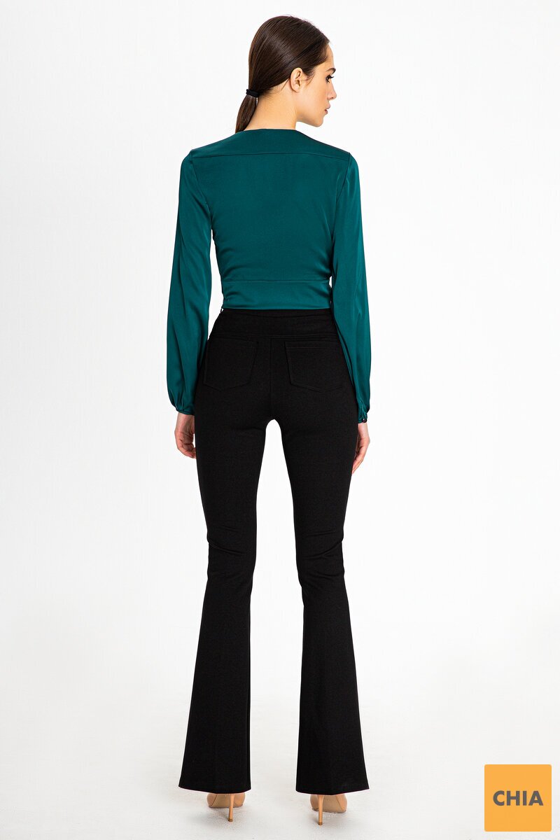 Шелковая короткая блуза зеленого цвета Лейтон