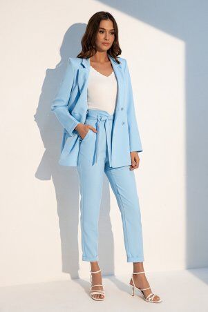 Itelle: Брючный голубой костюм с длинным жакетом и брюками с высокой талией Сьюзен 3110 - фото 1