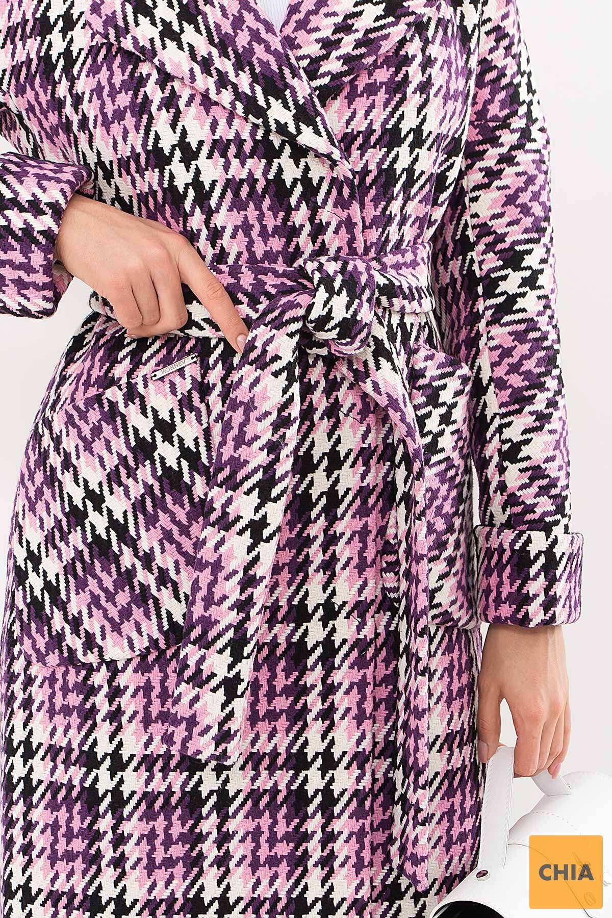 Пальто П-403-100 (Л) 2454-лапка ч/б-фиолет