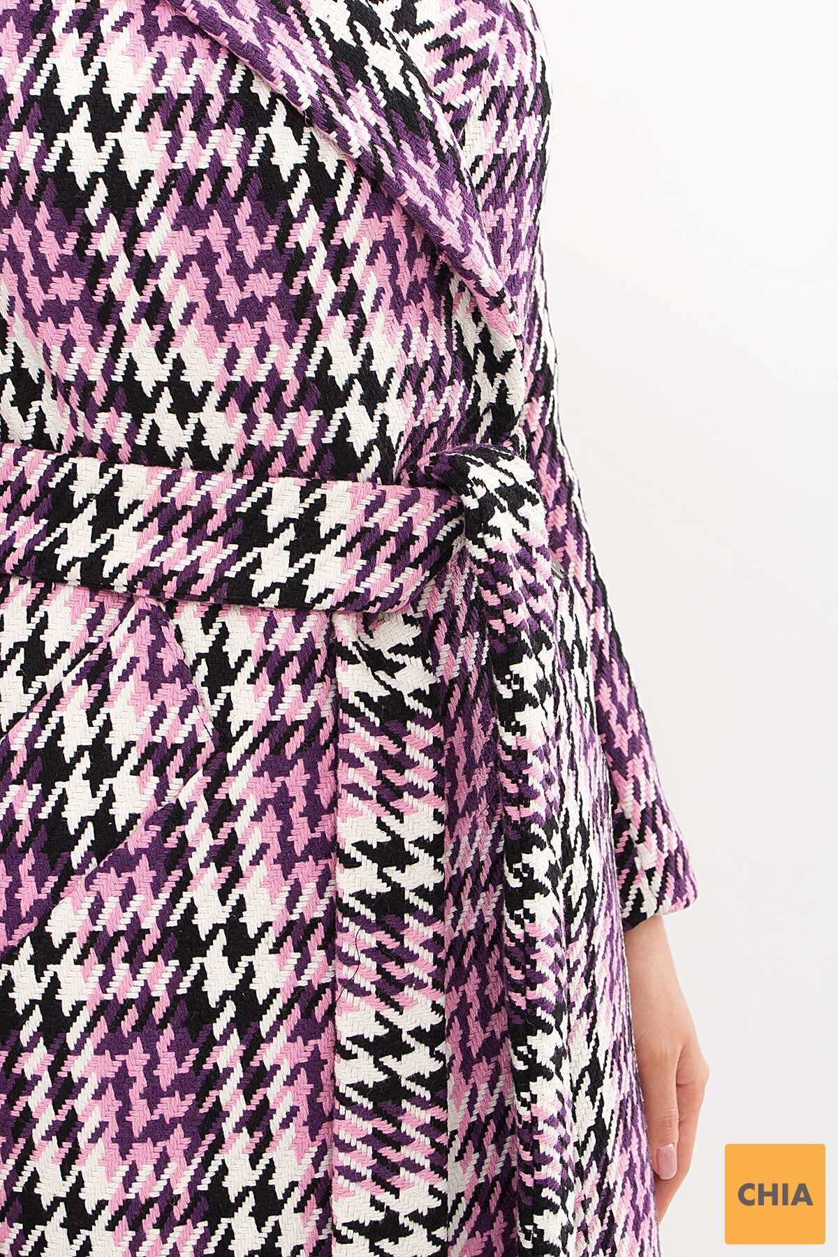 Пальто П-323-100 (Л) 2454-лапка ч/б-фиолет