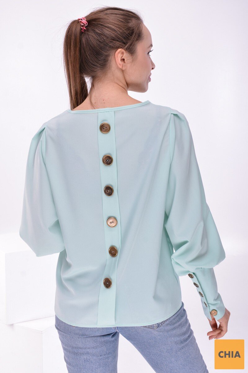Блузка с высокими манжетами мятного цвета