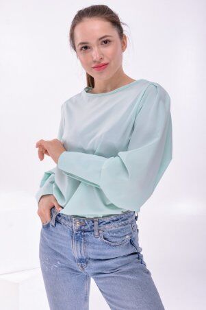 KOTIKI: Блузка с высокими манжетами мятного цвета 19911 - фото 3
