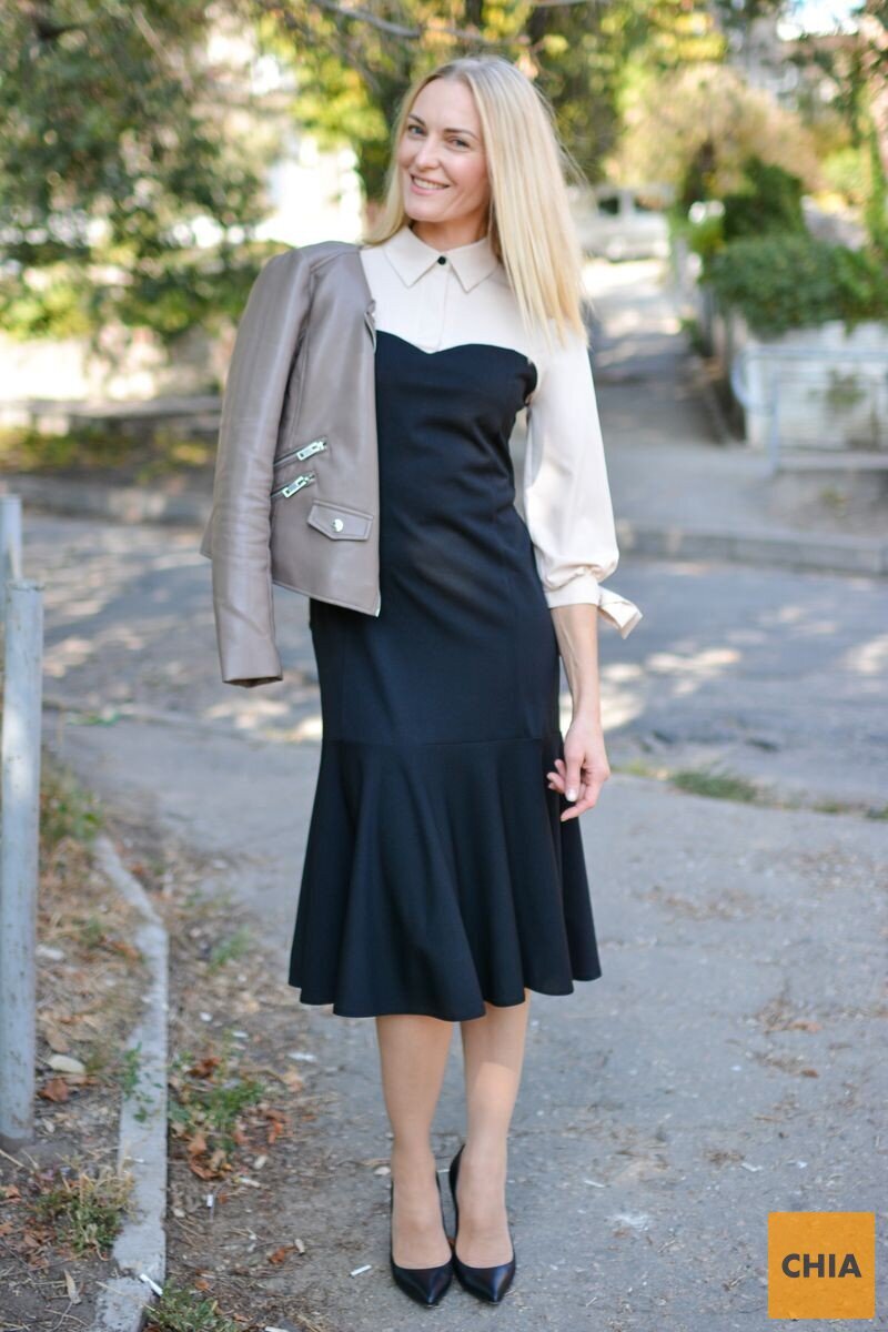 Комбинированное платье с имитацией рубашки