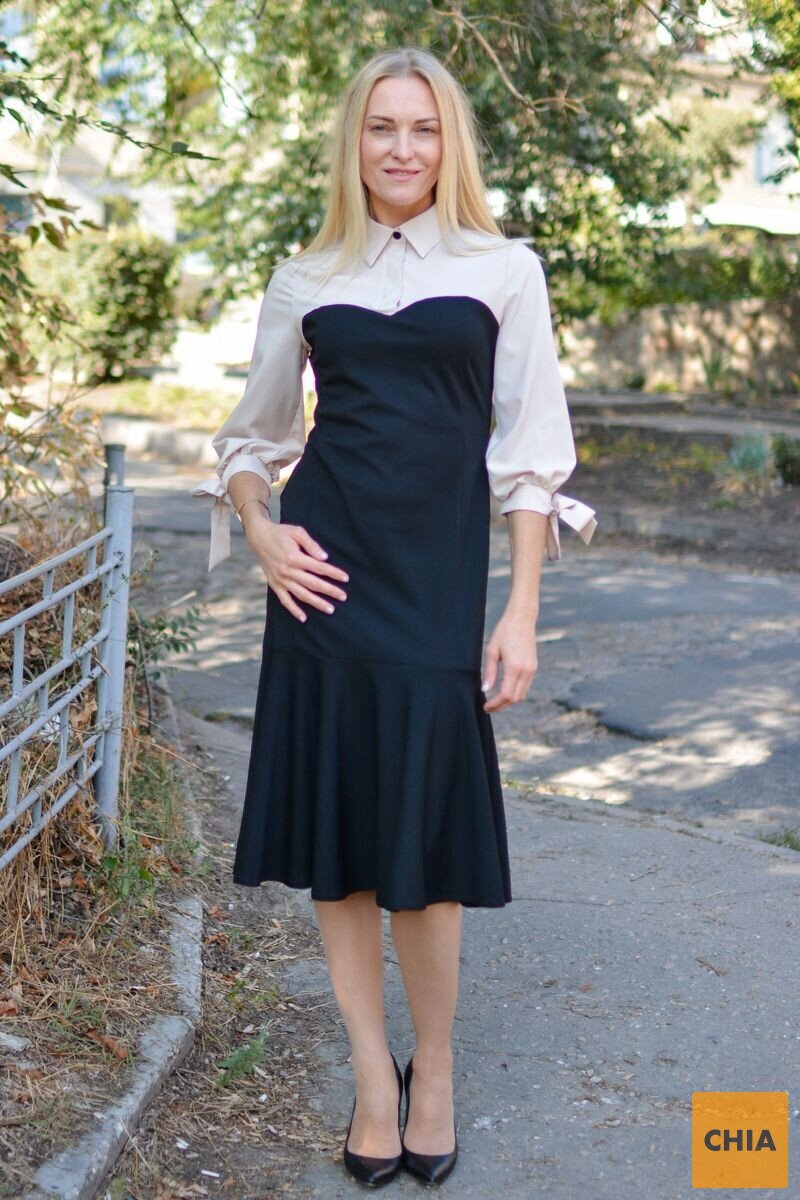 Комбинированное платье с имитацией рубашки