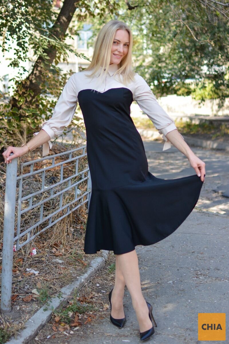 Комбинированное платье с имитацией рубашки