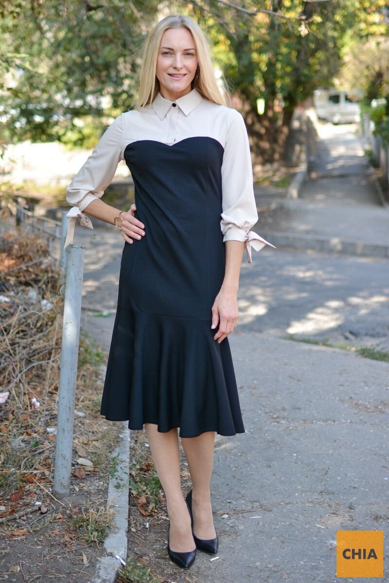 Комбинированное платье с имитацией рубашки