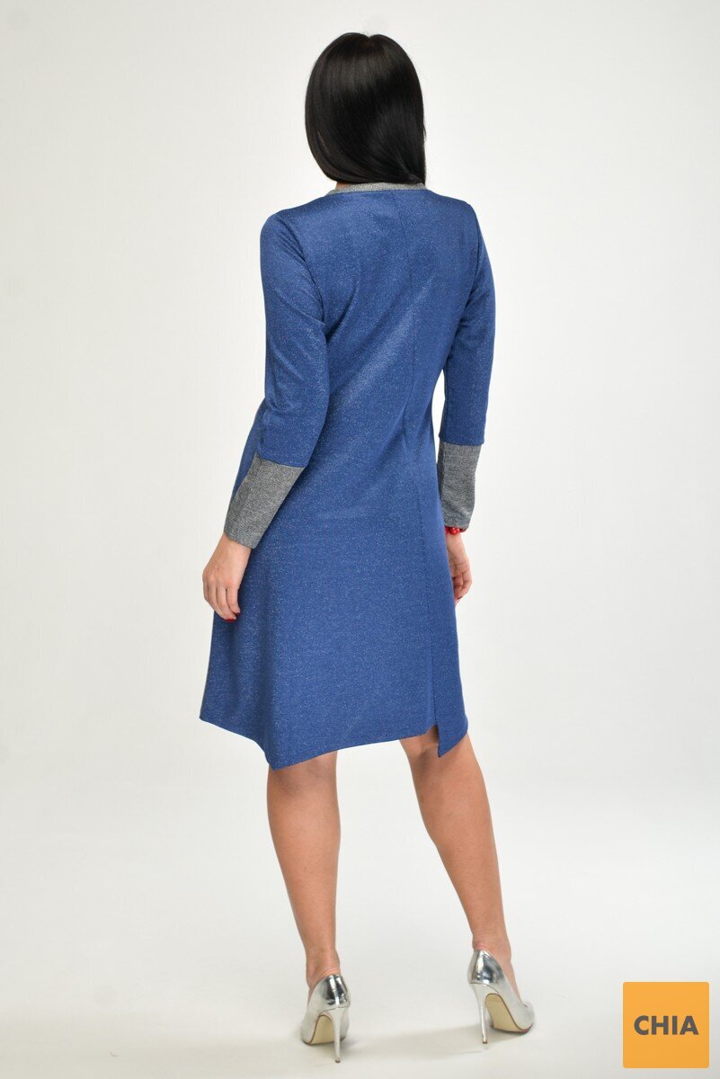 Платье миди с нитью люрекса и контрастной отстрочкой