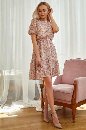 Jadone Fashion: Платье Тесса с ремнем персиковый - фото 1