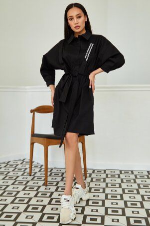 Jadone Fashion: Платье с портупеей Адина черный - фото 1