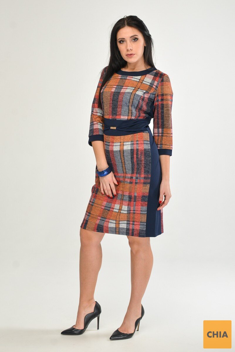 Платье из принтованной ангоры с рукавами 3/4