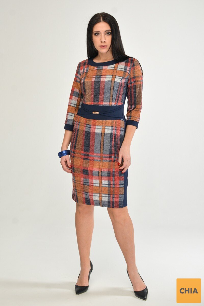 Платье из принтованной ангоры с рукавами 3/4