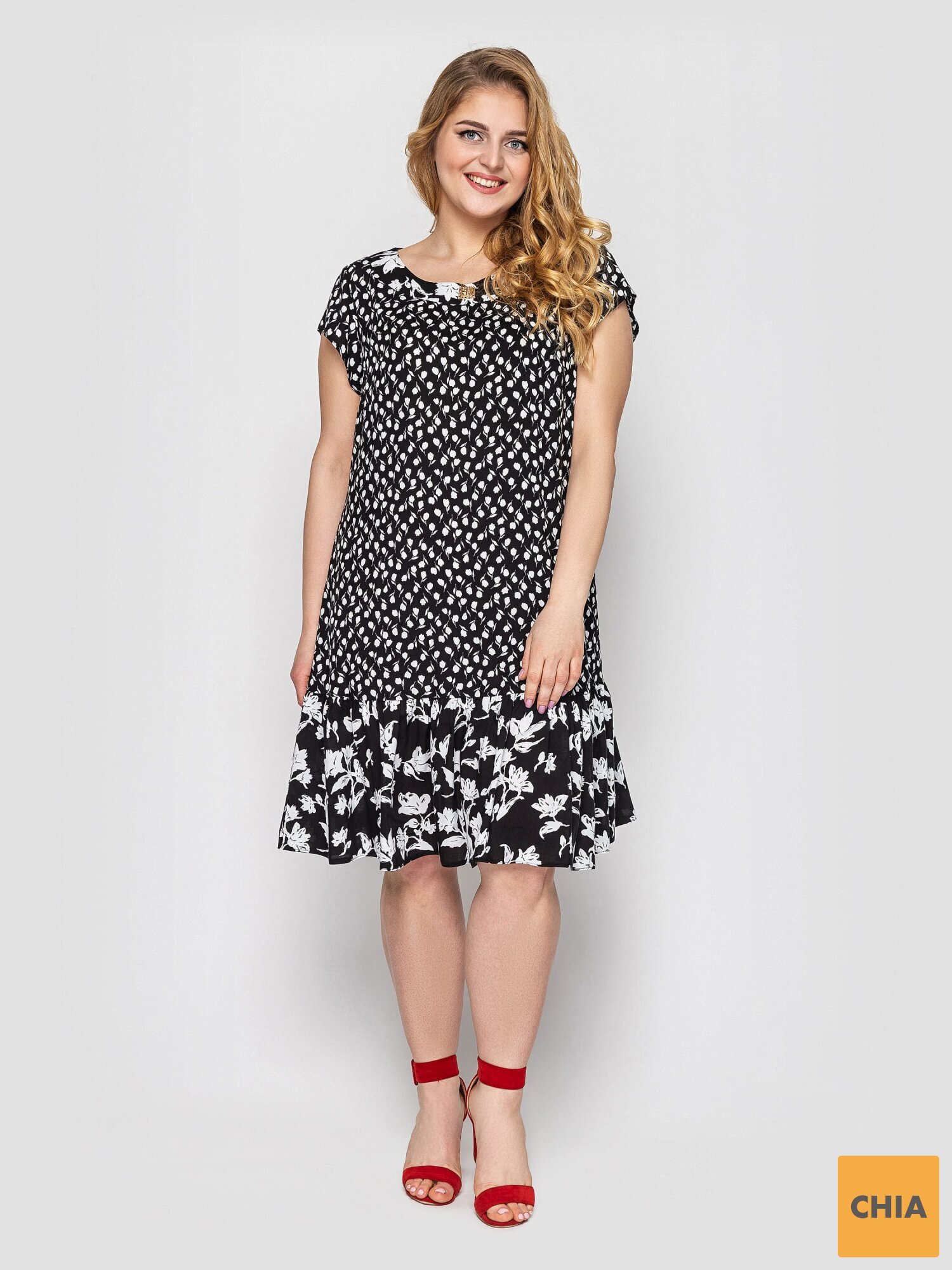 Платье Яна черно-белое