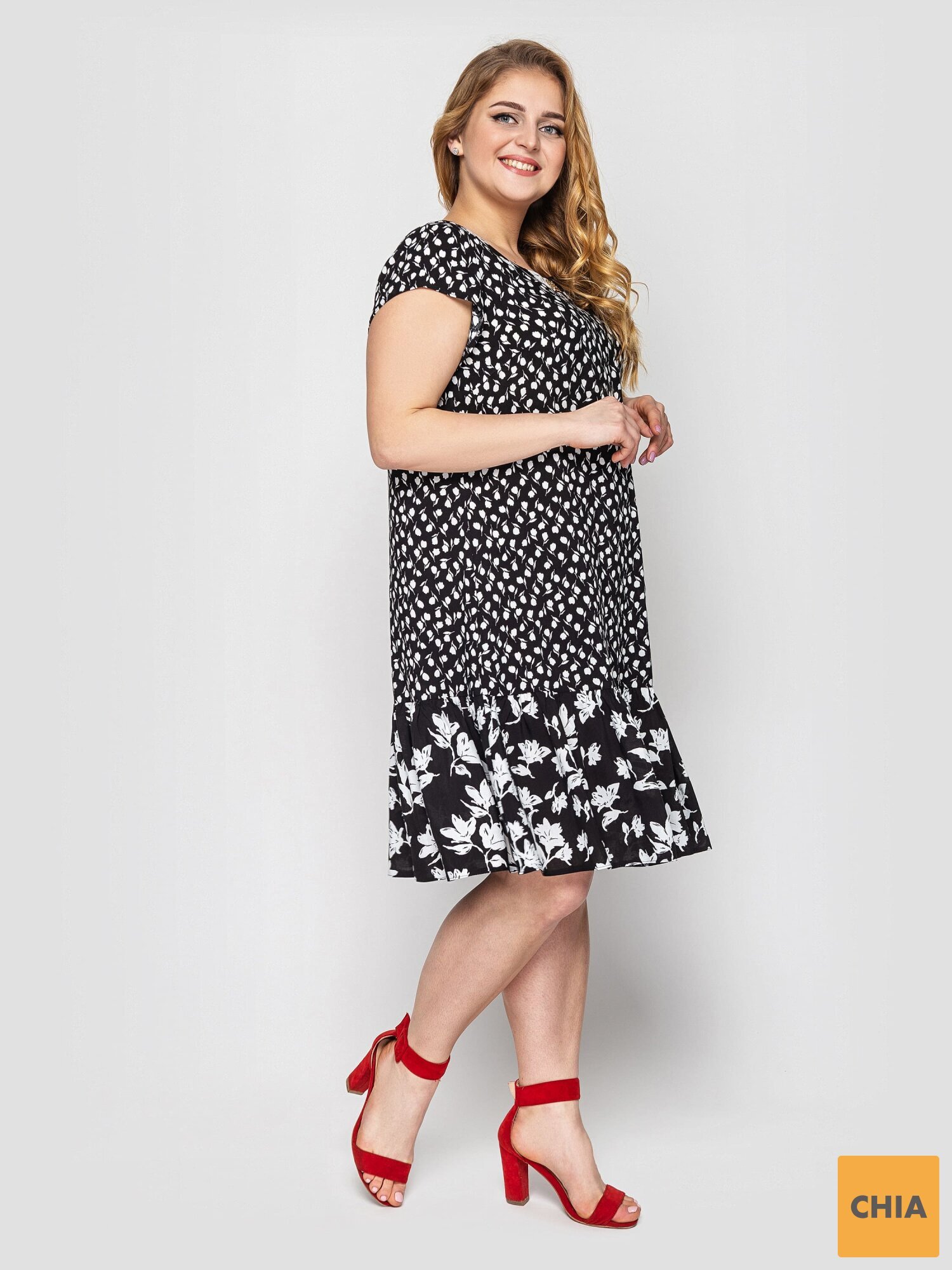 Платье Яна черно-белое