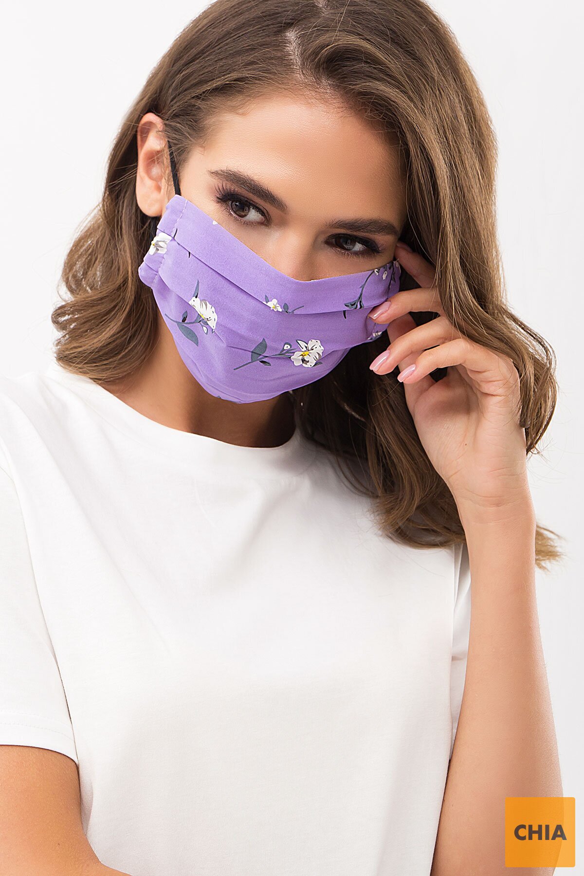 Маска №1 сиреневый-белый букет