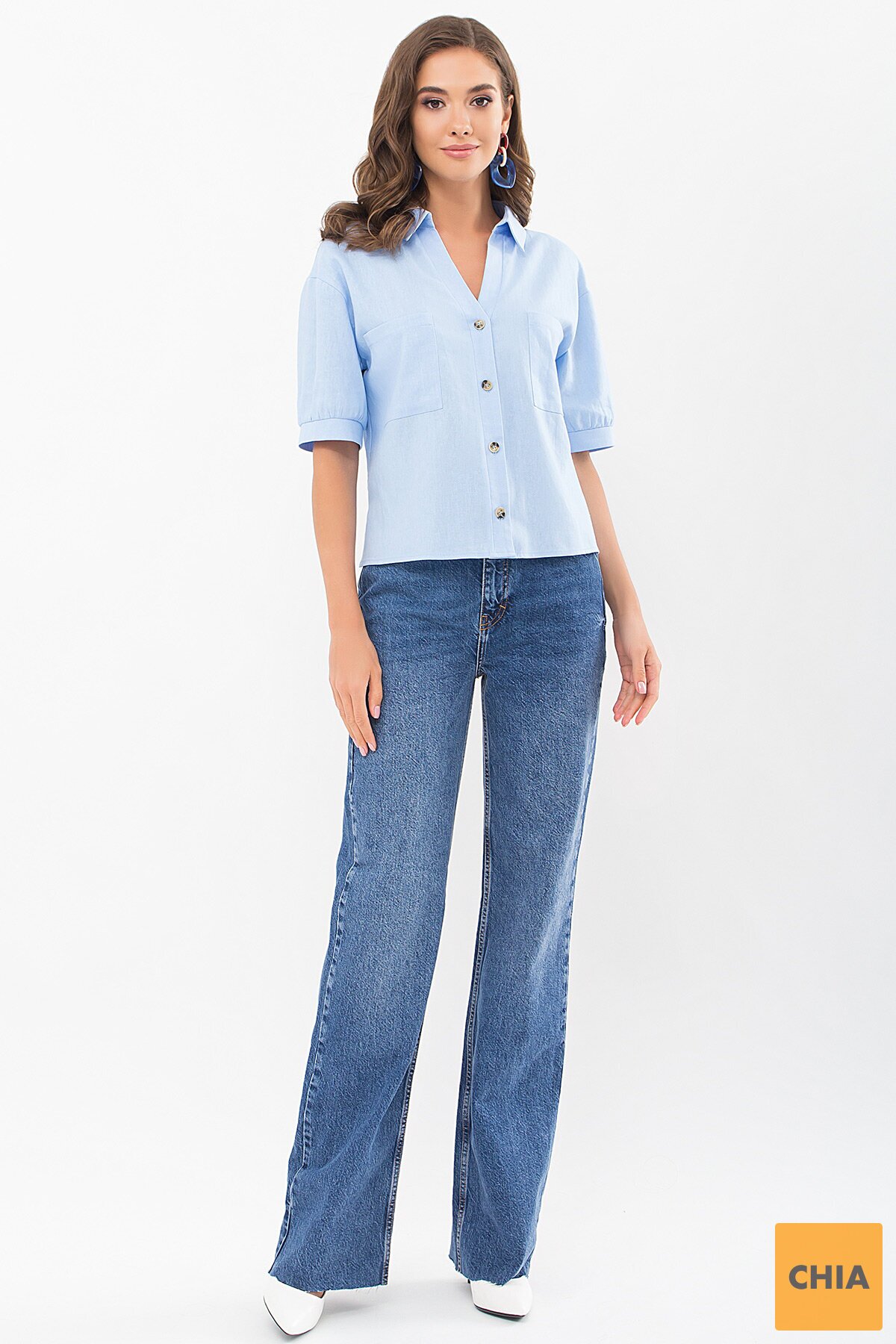 Блуза Илюза к/р голубой