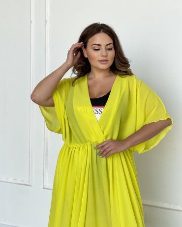Safika: Пляжная длинная туника - платье жёлтая 018_287320 - фото 3