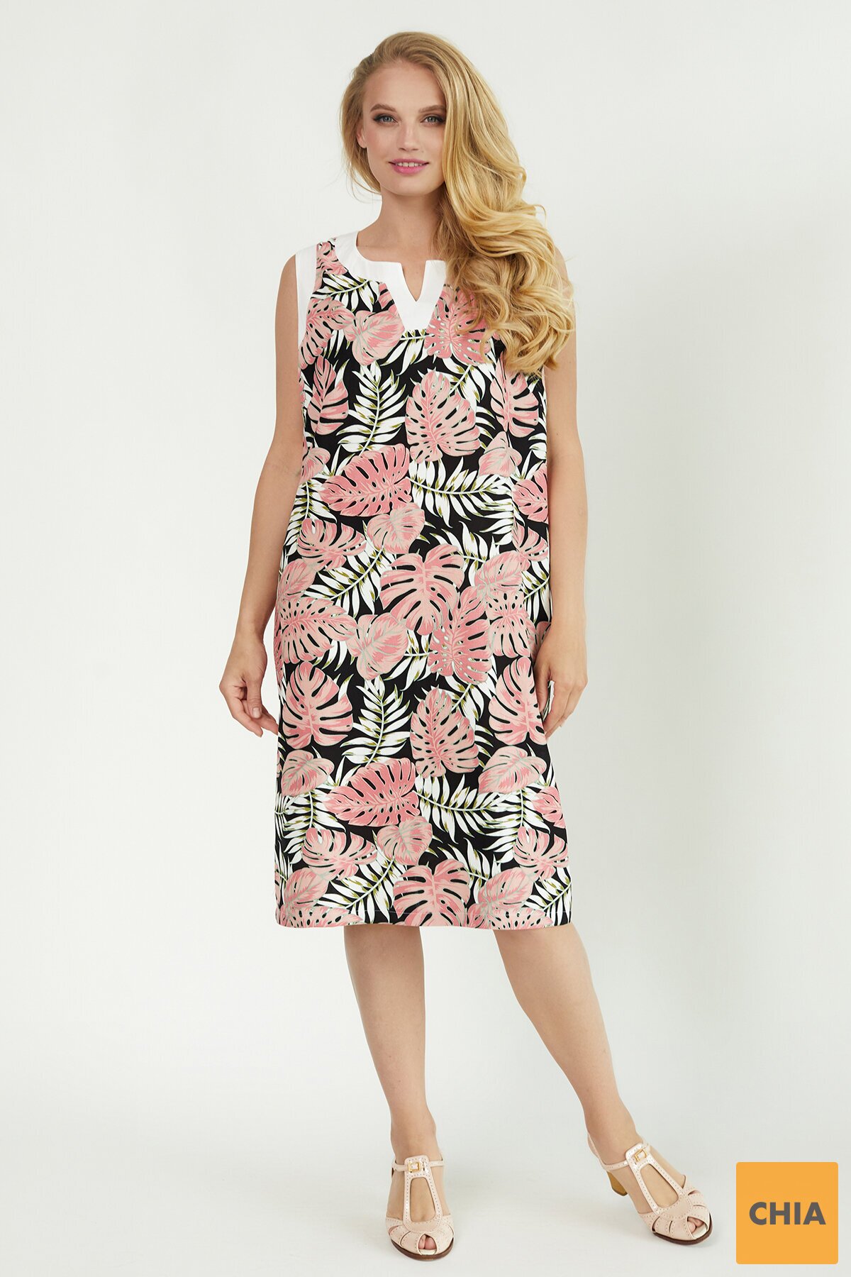 Сарафан Монстера розовый