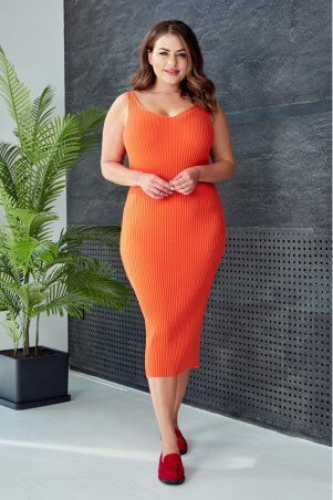Prima Fashion Knit: Вязаное платье "Лола" - оранжевый  Size + 554405 - фото 1