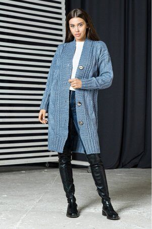 Prima Fashion Knit: Вязаный кардиган "Бэль" - джинс 4531110 - фото 1