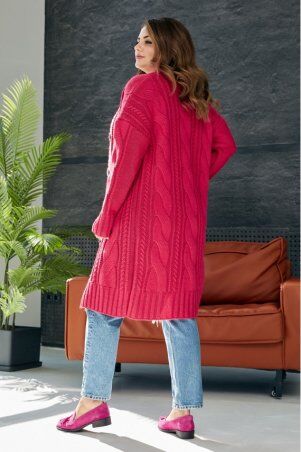 Prima Fashion Knit: Вязаный кардиган "Бэль" - малина -  Size+ 4531126 - фото 2