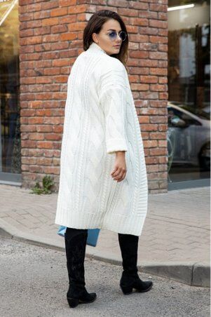 Prima Fashion Knit: Вязаный кардиган "Бэль" - молочный -  Size+ 4531107 - фото 2