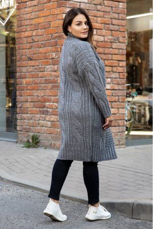 Prima Fashion Knit: Вязаный кардиган "Бэль" - темно-серый -  Size+ 4531105 - фото 2