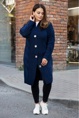 Prima Fashion Knit: Вязаный кардиган "Бэль" - темно-синий -  Size+ 4531109 - фото 1