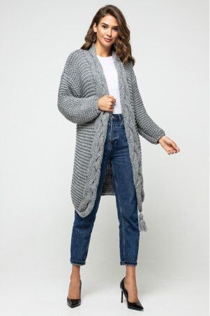 Prima Fashion Knit: Вязаный кардиган "Марго" - Светло-серый 4519031 - фото 1